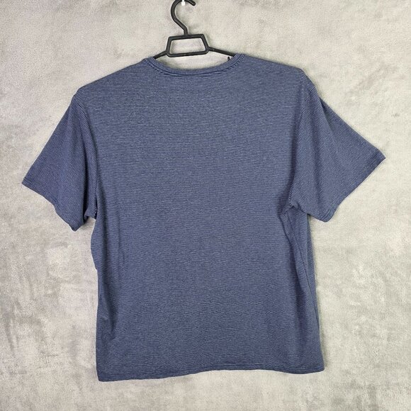 Mens 01.Algo Blue Gray Striped T Shirt V Neck Short Sleeve Polyester Stretch XXL - Picture 4 of 7
